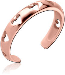 ROSE GOLD PVD COATED SURGICAL STEEL GRADE 316L TOE RING - HEARTS