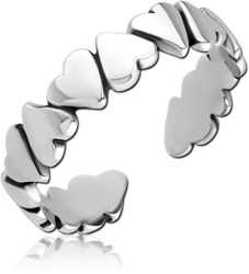 SURGICAL STEEL GRADE 316L TOE RING - HEARTS