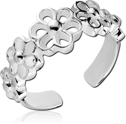 STERLING 925 SILVER TOE RING - FLOWERS