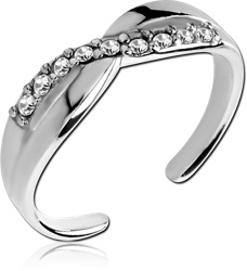 STERLING 925 SILVER JEWELED TOE RING - INFINITY