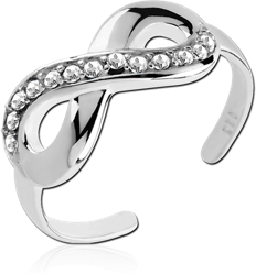 STERLING 925 SILVER JEWELED TOE RING - INFINITY WIDE