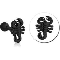 BLACK PVD COATED SURGICAL STEEL GRADE 316L LARGE SCORPION MICRO BARBELL