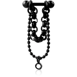 BLACK PVD COATED SURGICAL STEEL GRADE 316L TRAGUS MICRO BARBELL WITH CHAIN