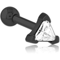 BLACK PVD COATED SURGICAL STEEL GRADE 316L JEWELED TRAGUS MICRO BARBELL - TRIANGLE