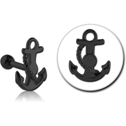 BLACK PVD COATED SURGICAL STEEL GRADE 316L ANCHOR TRAGUS MICRO BARBELL