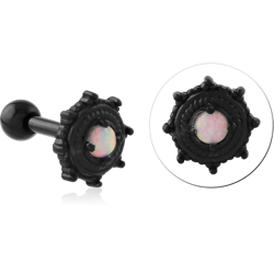 BLACK PVD COATED SURGICAL STEEL GRADE 316L JEWELED TRAGUS MICRO BARBELL