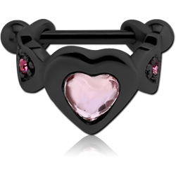 BLACK PVD COATED SURGICAL STEEL GRADE 316L JEWELED CARTILAGE SHIELD