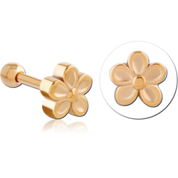 GOLD PVD 18K COATED SURGICAL STEEL GRADE 316L TRAGUS MICRO BARBELL - FLOWER