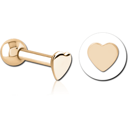 GOLD PVD 18K COATED SURGICAL STEEL GRADE 316L HEART TRAGUS MICRO BARBELL