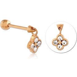 GOLD PVD 18K COATED SURGICAL STEEL GRADE 316L JEWELED TRAGUS MICRO BARBELL