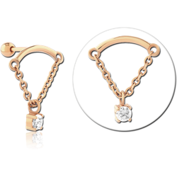 GOLD PVD 18K COATED SURGICAL STEEL GRADE 316L JEWELED TRAGUS MICRO BARBELL