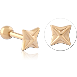 GOLD PVD 18K COATED SURGICAL STEEL GRADE 316L JEWELED TRAGUS MICRO BARBELL