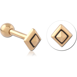 GOLD PVD 18K COATED SURGICAL STEEL GRADE 316L JEWELED TRAGUS MICRO BARBELL