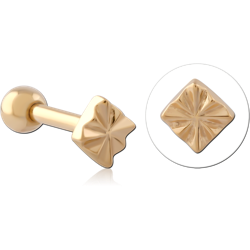 GOLD PVD 18K COATED SURGICAL STEEL GRADE 316L JEWELED TRAGUS MICRO BARBELL