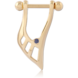 GOLD PVD 18K COATED SURGICAL STEEL GRADE 316L JEWELED CARTILAGE SHIELD
