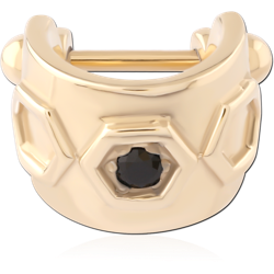 GOLD PVD 18K COATED SURGICAL STEEL GRADE 316L JEWELED CARTILAGE SHIELD