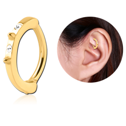 GOLD PVD 18K COATED SURGICAL STEEL GRADE 316L JEWELED ROOK CLICKER - SPIKES