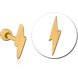 GOLD PVD COATED SURGICAL STEEL GRADE 316L LIGHTNING TRAGUS MICRO BARBELL