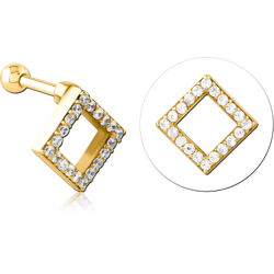 GOLD PVD COATED SURGICAL STEEL GRADE 316L JEWELED TRAGUS MICRO BARBELL