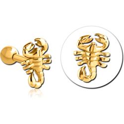 GOLD PVD COATED SURGICAL STEEL GRADE 316L LARGE SCORPION MICRO BARBELL