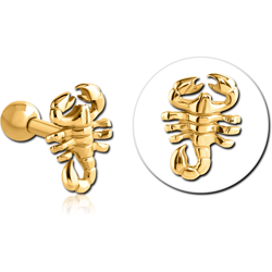 GOLD PVD COATED SURGICAL STEEL GRADE 316L LARGE SCORPION MICRO BARBELL