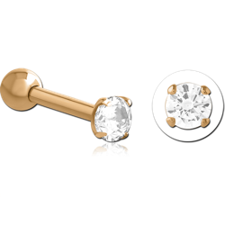 GOLD PVD COATED SURGICAL STEEL GRADE 316L ROUND PRONG SET JEWELED TRAGUS MICRO BARBELL FOR RHONA SUTTON