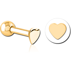 GOLD PVD COATED SURGICAL STEEL GRADE 316L HEART TRAGUS MICRO BARBELL