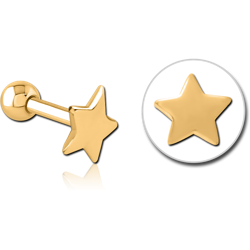 GOLD PVD COATED SURGICAL STEEL GRADE 316L TRAGUS MICRO BARBELL - STAR