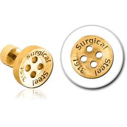 GOLD PVD COATED SURGICAL STEEL GRADE 316L BUTTON TRAGUS BARBELL