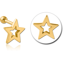 GOLD PVD COATED SURGICAL STEEL GRADE 316L TRAGUS MICRO BARBELL - STAR