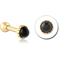 GOLD PVD COATED SURGICAL STEEL GRADE 316L JEWELED TRAGUS MICRO BARBELL