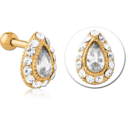 GOLD PVD COATED SURGICAL STEEL GRADE 316L JEWELED TRAGUS MICRO BARBELL