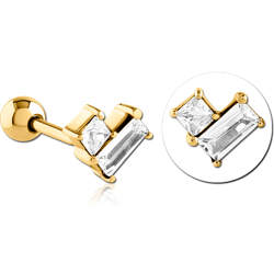 GOLD PVD COATED SURGICAL STEEL GRADE 316L JEWELED TRAGUS MICRO BARBELL