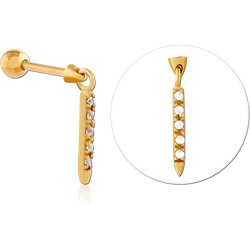 GOLD PVD COATED SURGICAL STEEL GRADE 316L JEWELED TRAGUS MICRO BARBELL