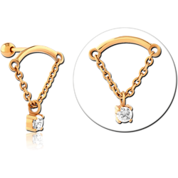 GOLD PVD COATED SURGICAL STEEL GRADE 316L JEWELED TRAGUS MICRO BARBELL