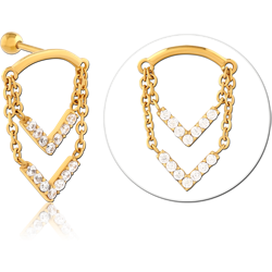 GOLD PVD COATED SURGICAL STEEL GRADE 316L JEWELED TRAGUS MICRO BARBELL