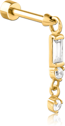 GOLD PVD COATED SURGICAL STEEL GRADE 316L JEWELED TRAGUS MICRO BARBELL