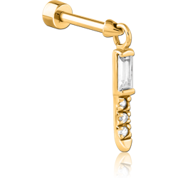 GOLD PVD COATED SURGICAL STEEL GRADE 316L JEWELED TRAGUS MICRO BARBELL