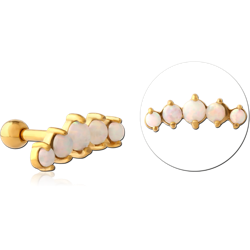 GOLD PVD COATED SURGICAL STEEL GRADE 316L SYNTHETIC OPAL TRAGUS MICRO BARBELL