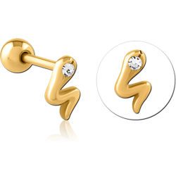 GOLD PVD COATED SURGICAL STEEL GRADE 316L JEWELED TRAGUS MICRO BARBELL