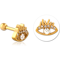 GOLD PVD COATED SURGICAL STEEL GRADE 316L JEWELED TRAGUS MICRO BARBELL