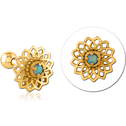 GOLD PVD COATED SURGICAL STEEL GRADE 316L JEWELED TRAGUS MICRO BARBELL