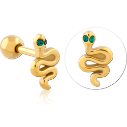 GOLD PVD COATED SURGICAL STEEL GRADE 316L JEWELED TRAGUS MICRO BARBELL