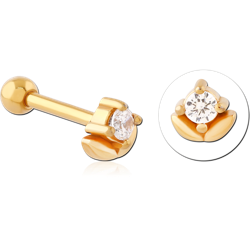 GOLD PVD COATED SURGICAL STEEL GRADE 316L JEWELED TRAGUS MICRO BARBELL