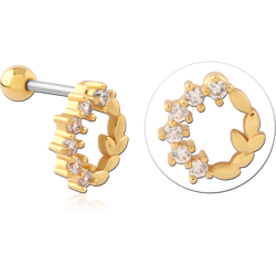 GOLD PVD COATED SURGICAL STEEL GRADE 316L JEWELED TRAGUS MICRO BARBELL SPECIAL NEW DESIGN