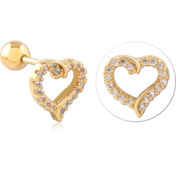 GOLD PVD COATED SURGICAL STEEL GRADE 316L JEWELED TRAGUS MICRO BARBELL SPECIAL NEW DESIGN