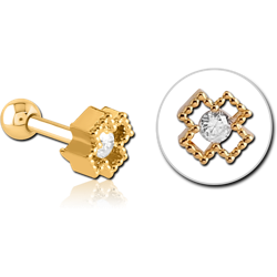 GOLD PVD COATED SURGICAL STEEL GRADE 316L JEWELED TRAGUS MICRO BARBELL