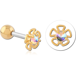 GOLD PVD COATED SURGICAL STEEL GRADE 316L JEWELED TRAGUS MICRO BARBELL SPECIAL NEW DESIGN