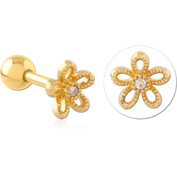 GOLD PVD COATED SURGICAL STEEL GRADE 316L JEWELED TRAGUS MICRO BARBELL SPECIAL NEW DESIGN