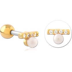 GOLD PVD COATED SURGICAL STEEL GRADE 316L JEWELED TRAGUS MICRO BARBELL SPECIAL NEW DESIGN